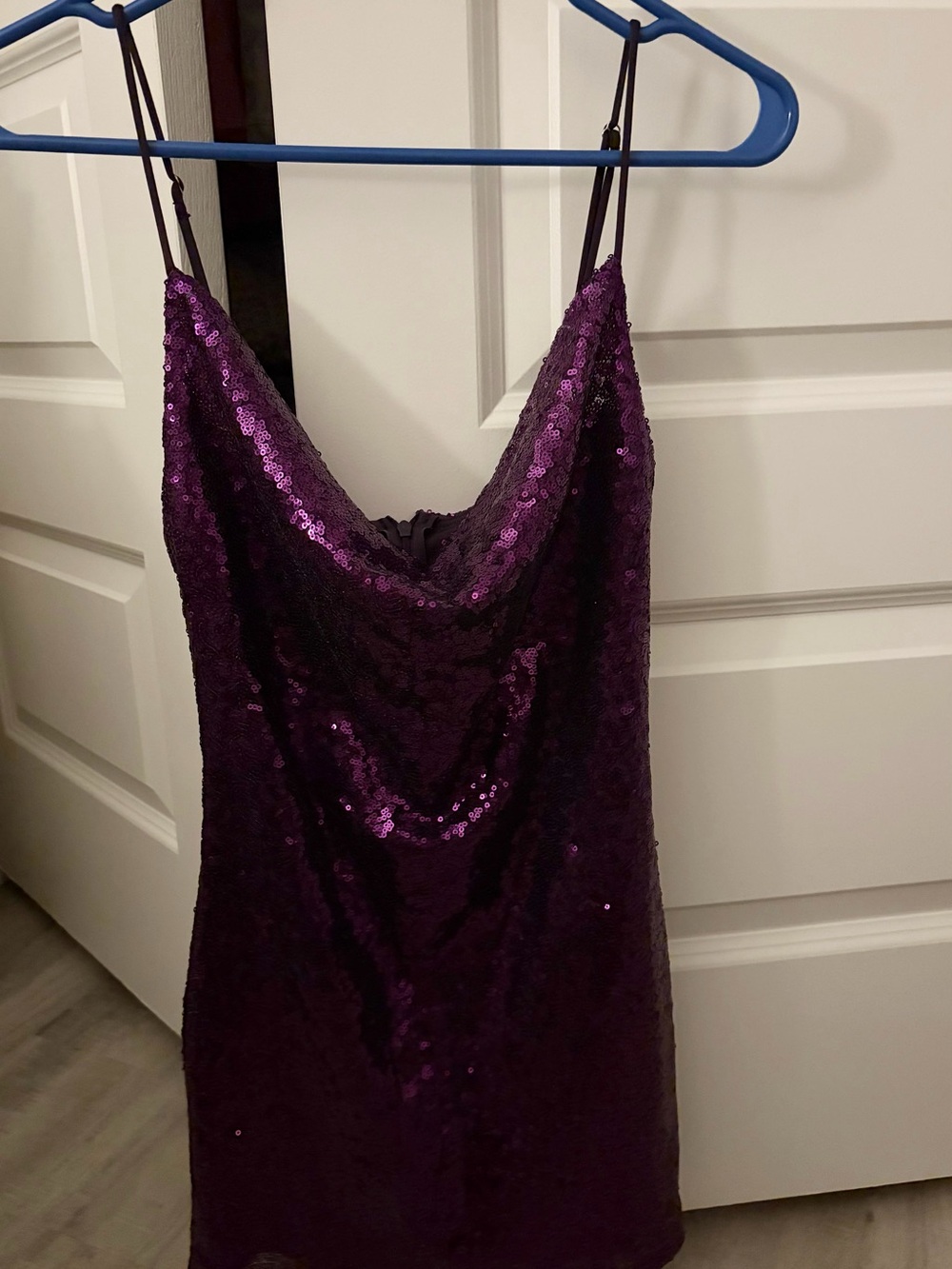 Purple Sequin Spaghetti Strap Dress - Picture 2 of 4